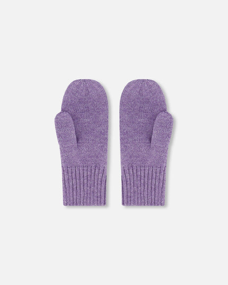 Ribbed Knit Mittens Lavender-2