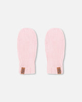 Ribbed Knit Mittens Pale Pink-2