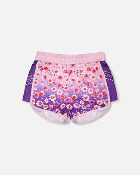 Athletic Shorts In Recycled Polyester Mauve Floral Gradient-0
