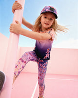 Deux par Deux Athletic Leggings In Recycled Polyester Mauve Floral Gradient