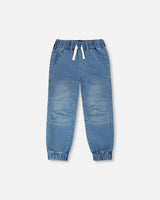 Stretch French Terry Denim Jogger Light Blue-0