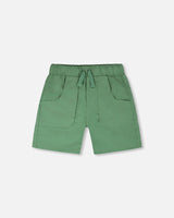 Parachute Shorts With Patch Pockets Green-0