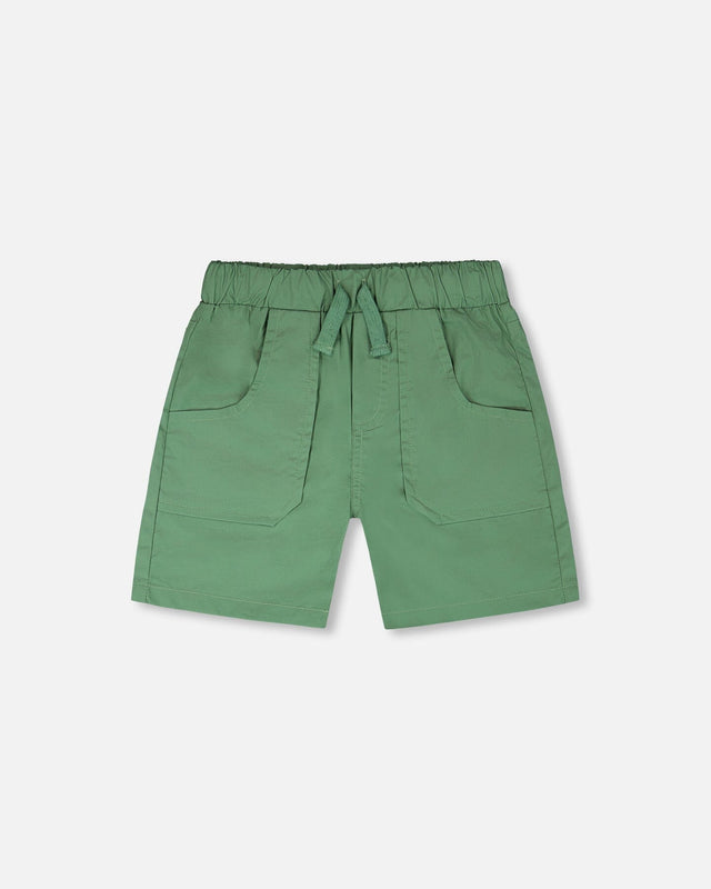 Parachute Shorts With Patch Pockets Green-0
