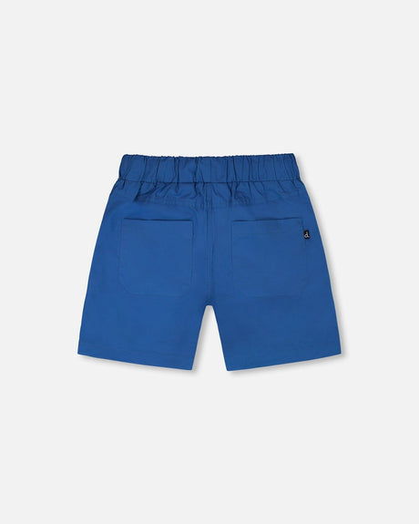 Parachute Shorts With Patch Pockets Dark Blue-3