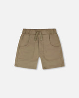 Parachute Shorts With Patch Pockets Beige-0