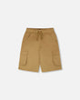 Stretch Twill Bermuda With Cargo Pockets Beige-0