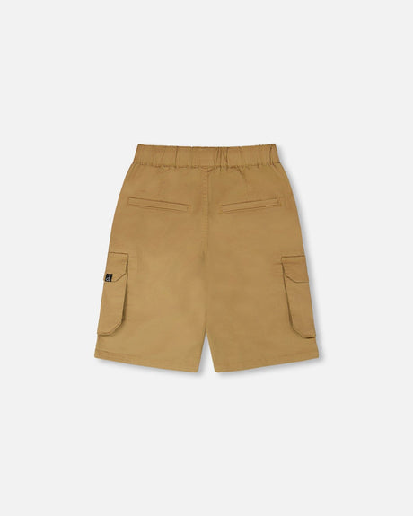 Stretch Twill Bermuda With Cargo Pockets Beige-3