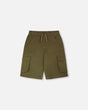Stretch Twill Bermuda With Cargo Pockets Dark Khaki Green-0