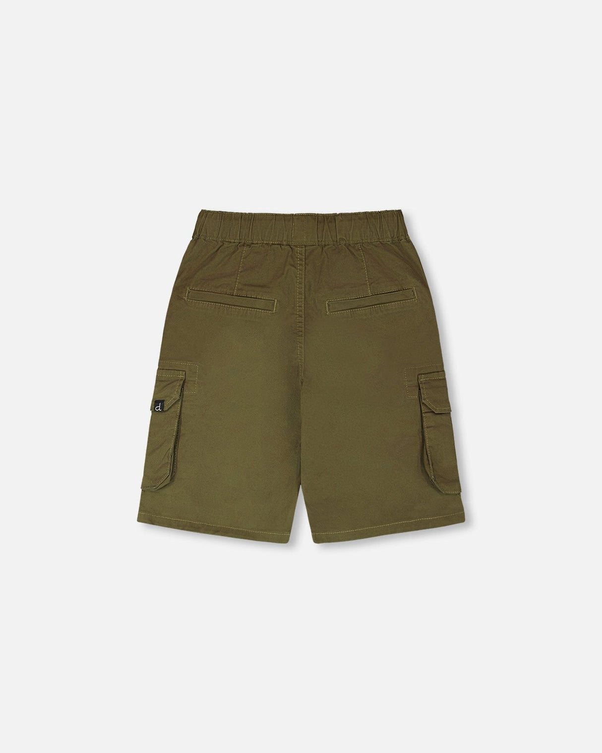 Stretch Twill Bermuda With Cargo Pockets Dark Khaki Green-3