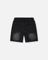 French Terry Grey Denim Shorts-3