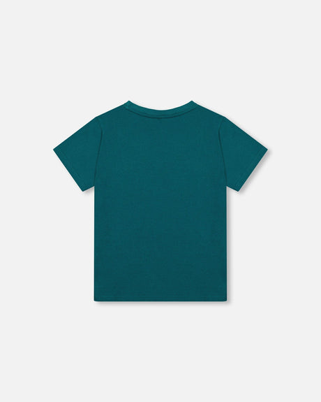 Organic Cotton Jersey T-Shirt Solid Dark Turquoise-2