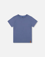 Organic Cotton Jersey T-Shirt Solid Blue-0