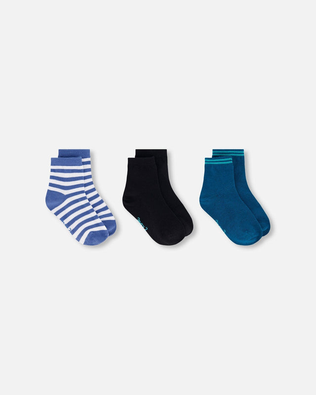 Socks (3 Pairs) Set Striped Blue-0