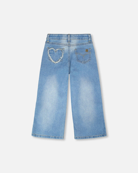 Wide Leg Light Blue Denim Jeans-2