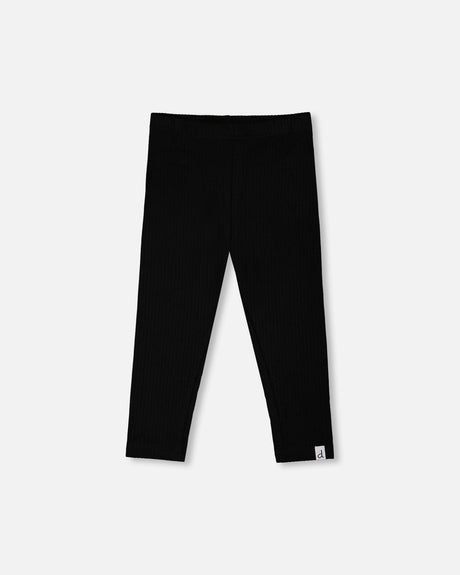 Rib Capri Leggings Black-0