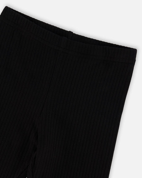 Rib Biker Leggings Black-2