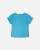 Crinkle Jersey T-Shirt Blue-0