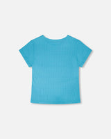 Crinkle Jersey T-Shirt Blue-2
