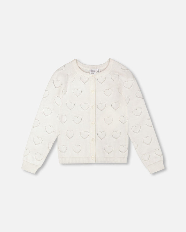 Pointelle Knit Cardigan Off-White-0