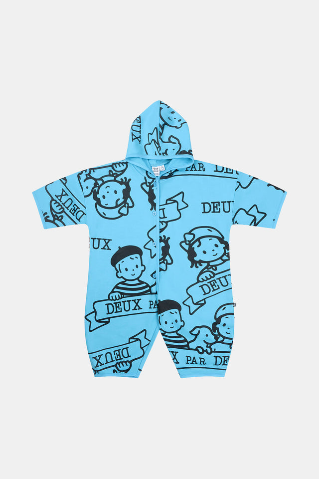40Th Anniversary Printed Jersey One-Piece Sky Blue-0