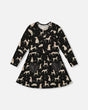 Half Button Jersey Dress Black Dalmatian Print | Deux par Deux | Jenni Kidz