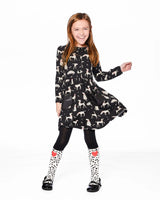 Half Button Jersey Dress Black Dalmatian Print | Deux par Deux | Jenni Kidz
