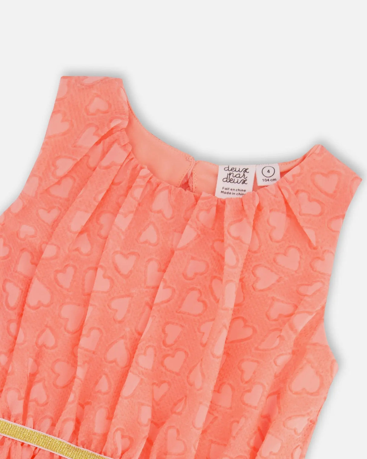 Heart Jacquard Chiffon Dress Coral | Deux par Deux | Jenni Kidz