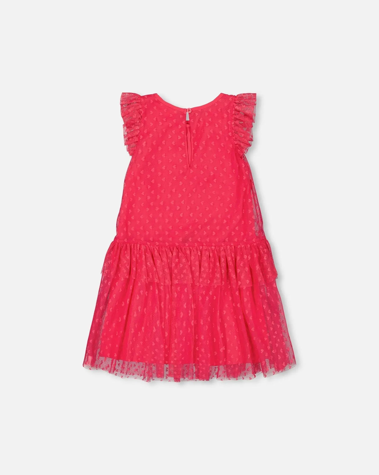 Heart Mesh Jacquard Dress Hot Pink | Deux par Deux | Jenni Kidz