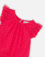 Heart Mesh Jacquard Dress Hot Pink | Deux par Deux | Jenni Kidz