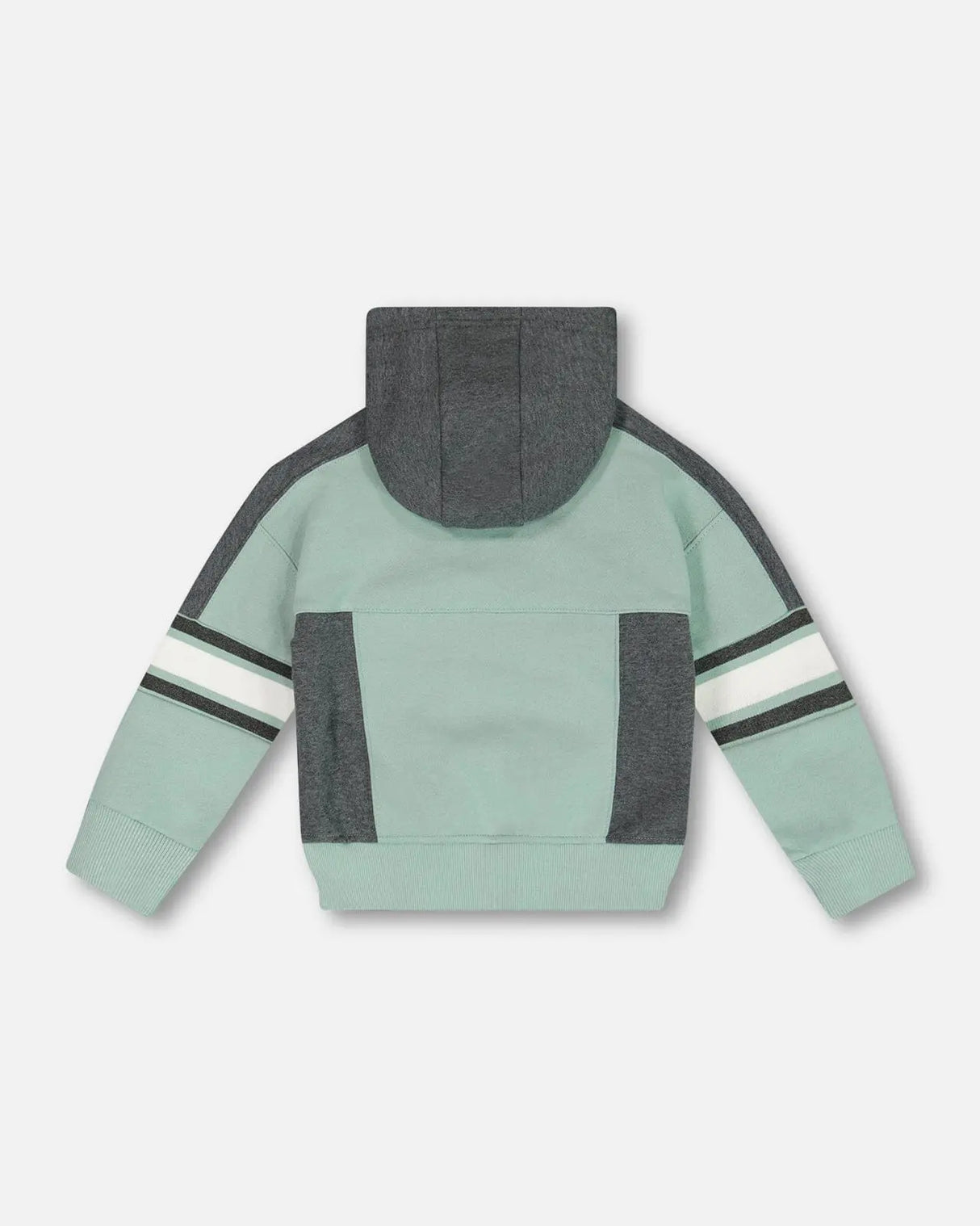 Hooded Fleece Sweatshirt With Contrast Rib Sage Green | Deux par Deux | Jenni Kidz