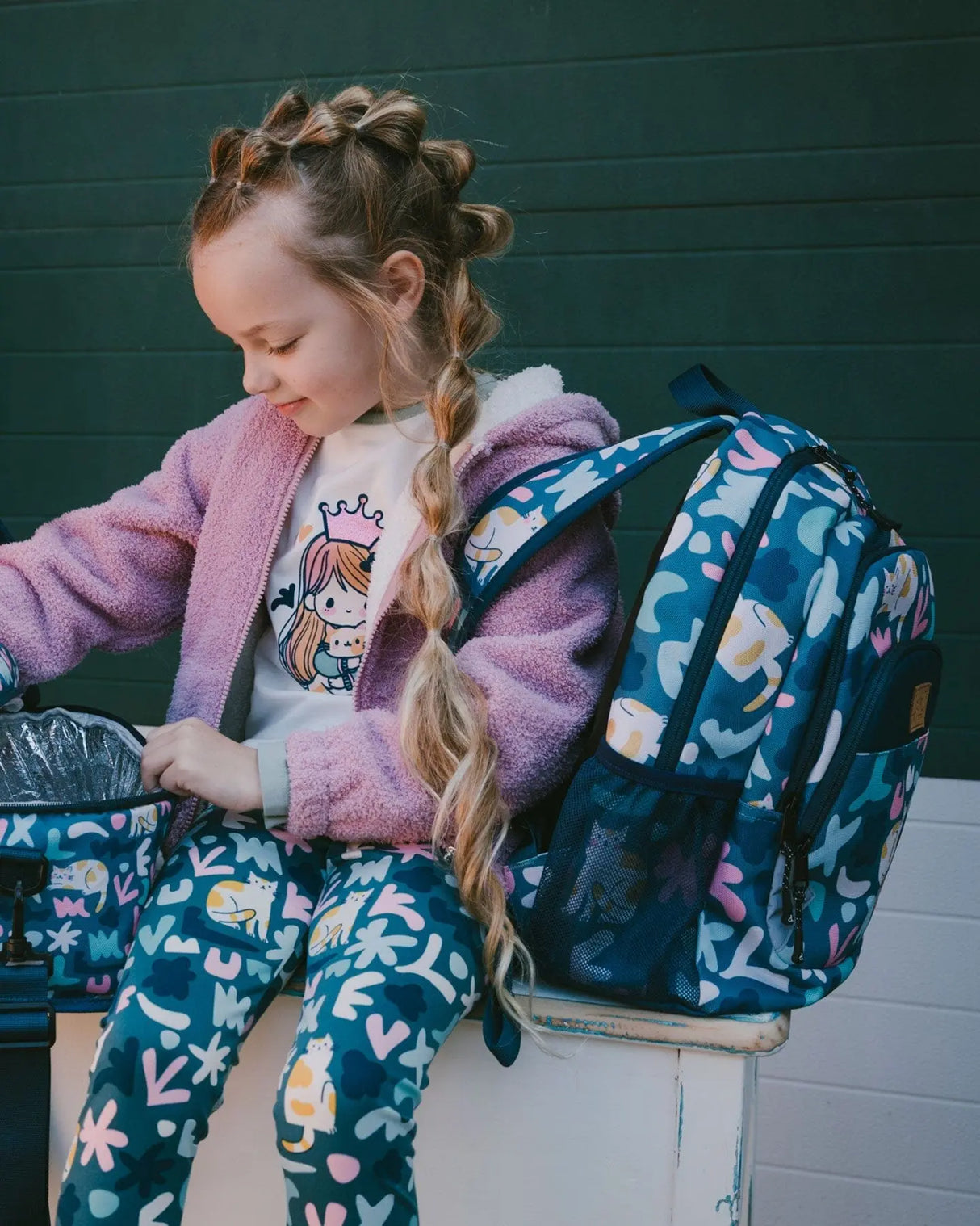 Hooded Full Zip Cat Plush Jacket Dusty Pink | Deux par Deux | Jenni Kidz