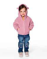 Hooded Full Zip Cat Plush Jacket Dusty Pink | Deux par Deux | Jenni Kidz