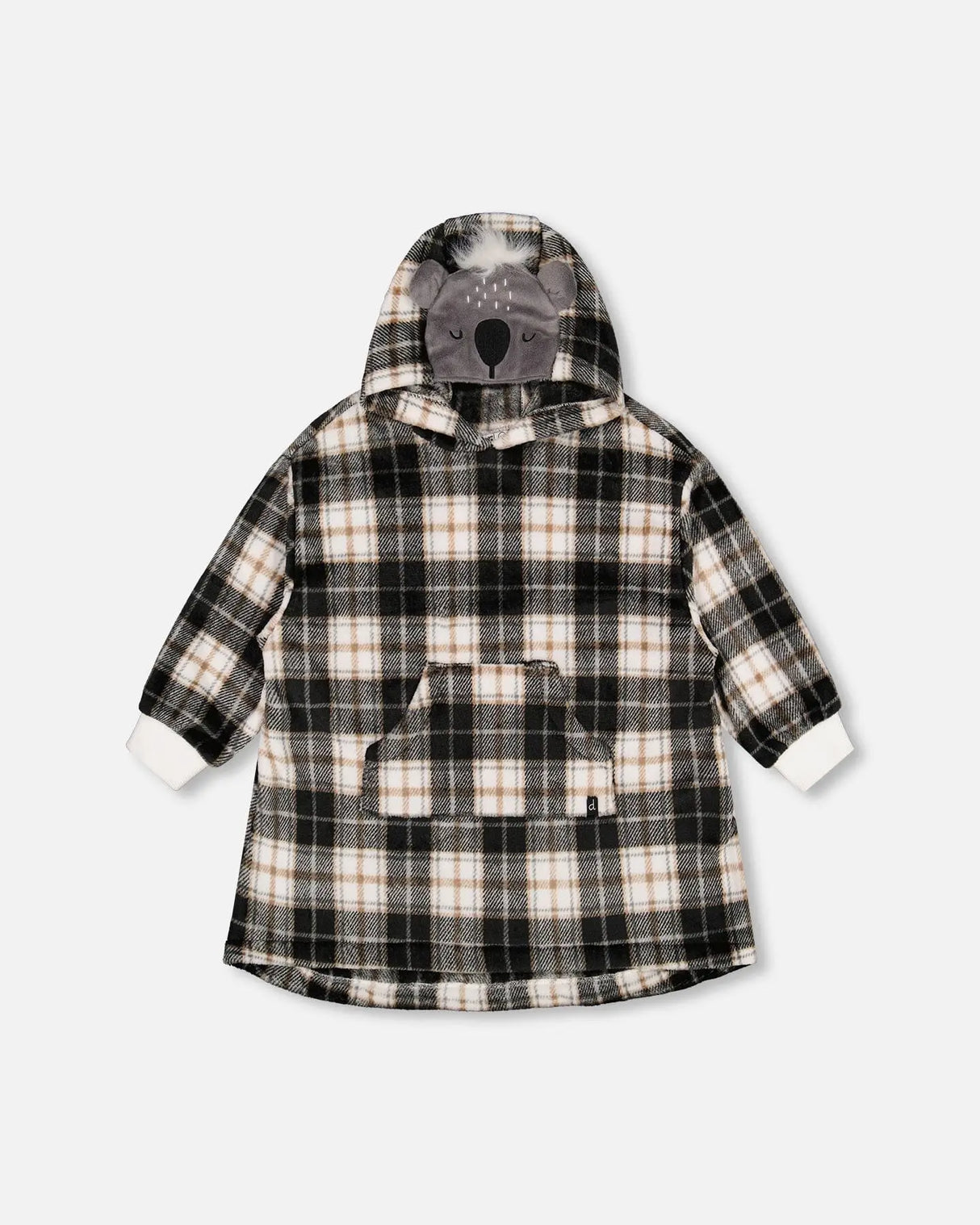 Hooded Plush Blanket Grey Plaid | Deux par Deux | Jenni Kidz