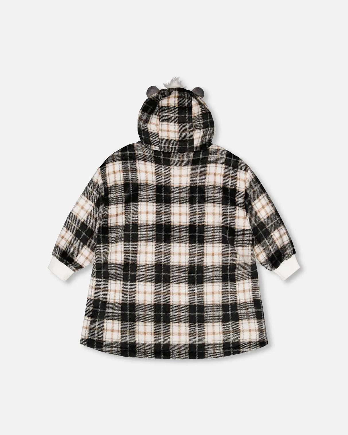 Hooded Plush Blanket Grey Plaid | Deux par Deux | Jenni Kidz