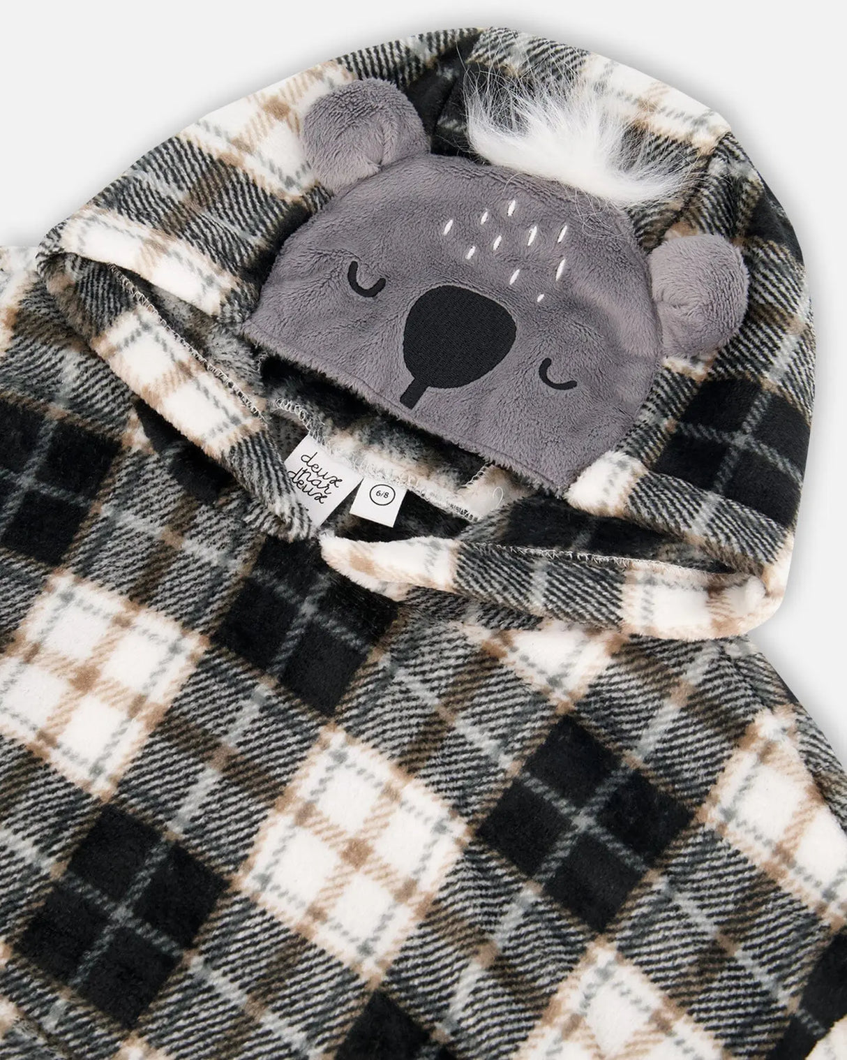 Hooded Plush Blanket Grey Plaid | Deux par Deux | Jenni Kidz