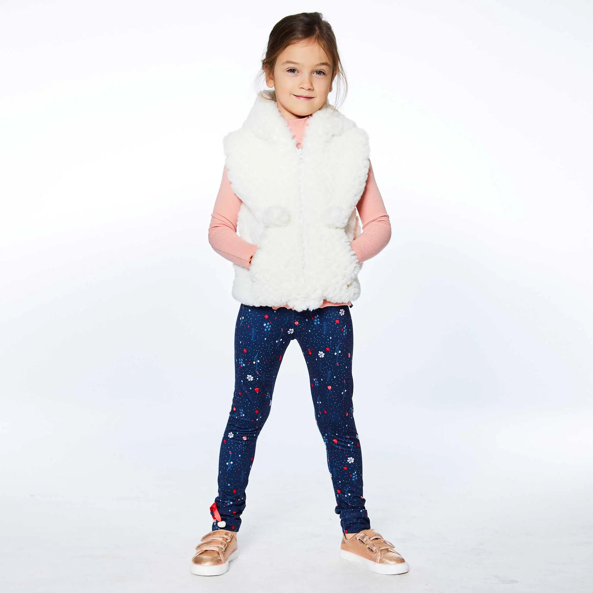 Hooded Sleeveless Fake Fur Vest Off White | Deux par Deux | Jenni Kidz