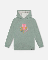 Hooded Tunic Sage Green With Owl Print | Deux par Deux | Jenni Kidz