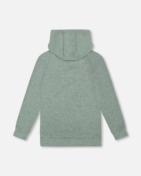 Hooded Tunic Sage Green With Owl Print | Deux par Deux | Jenni Kidz