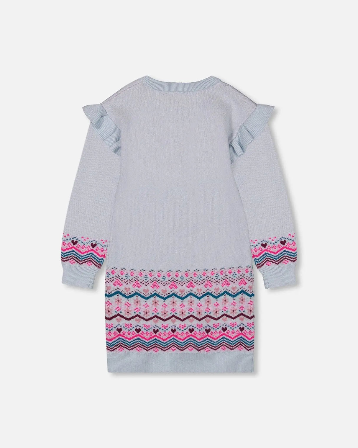 Intarsia Knit Dress Light Blue | Deux par Deux | Jenni Kidz