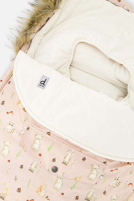 Deux par Deux Bunting Bag For Car Seats & Strollers Pink Animal Print