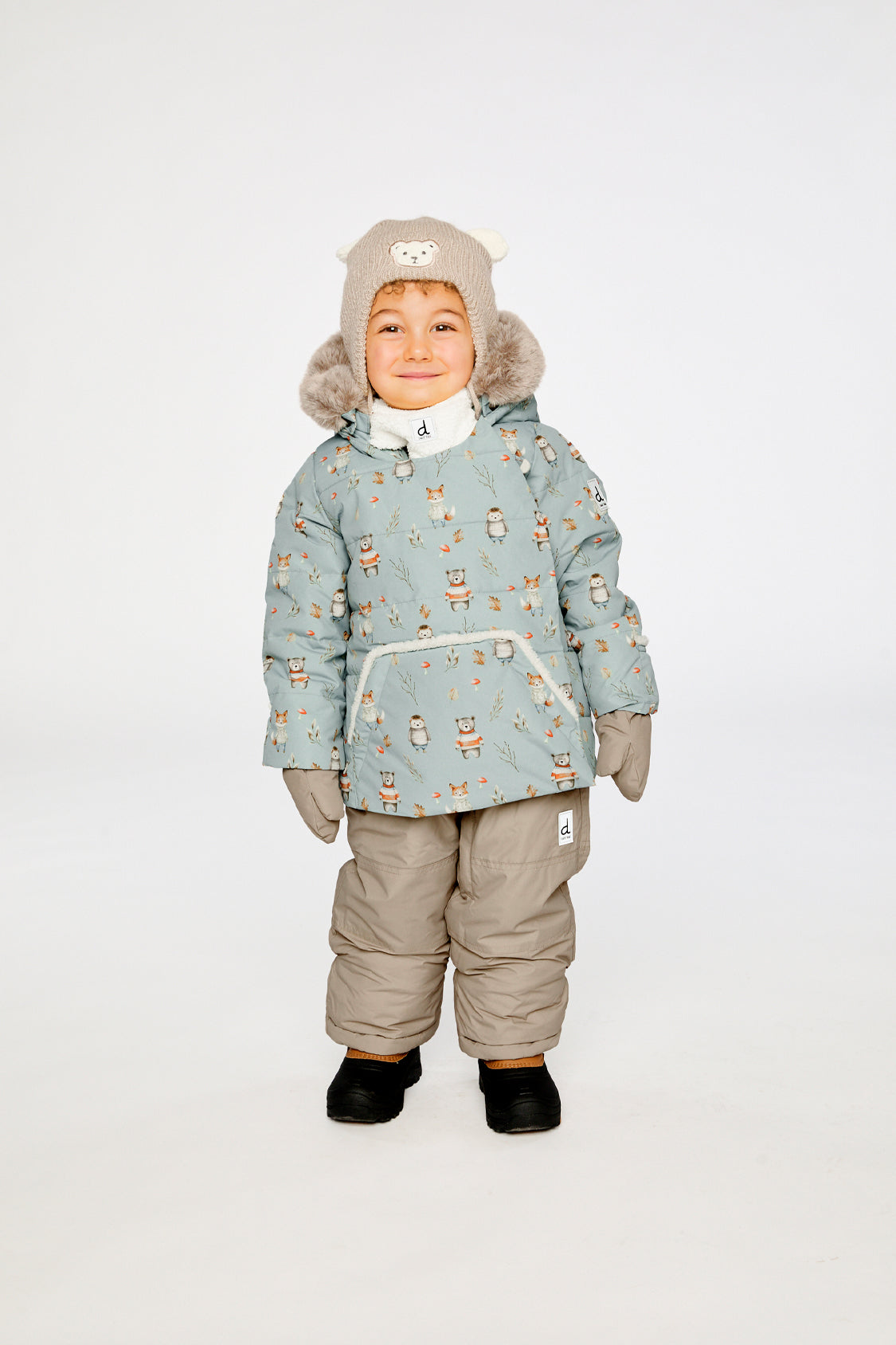 Baby Two Piece Snowsuit Blue Animal Print-1