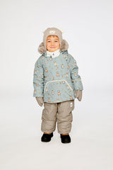 Baby Two Piece Snowsuit Blue Animal Print-1