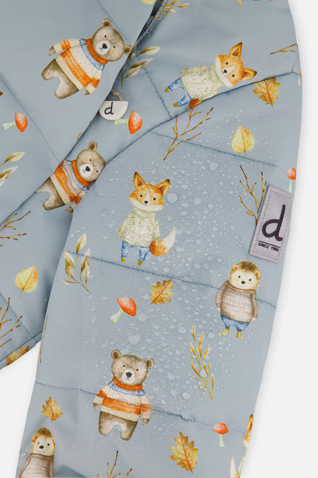 Deux par Deux blue animal print baby snowsuit, alternate view 8