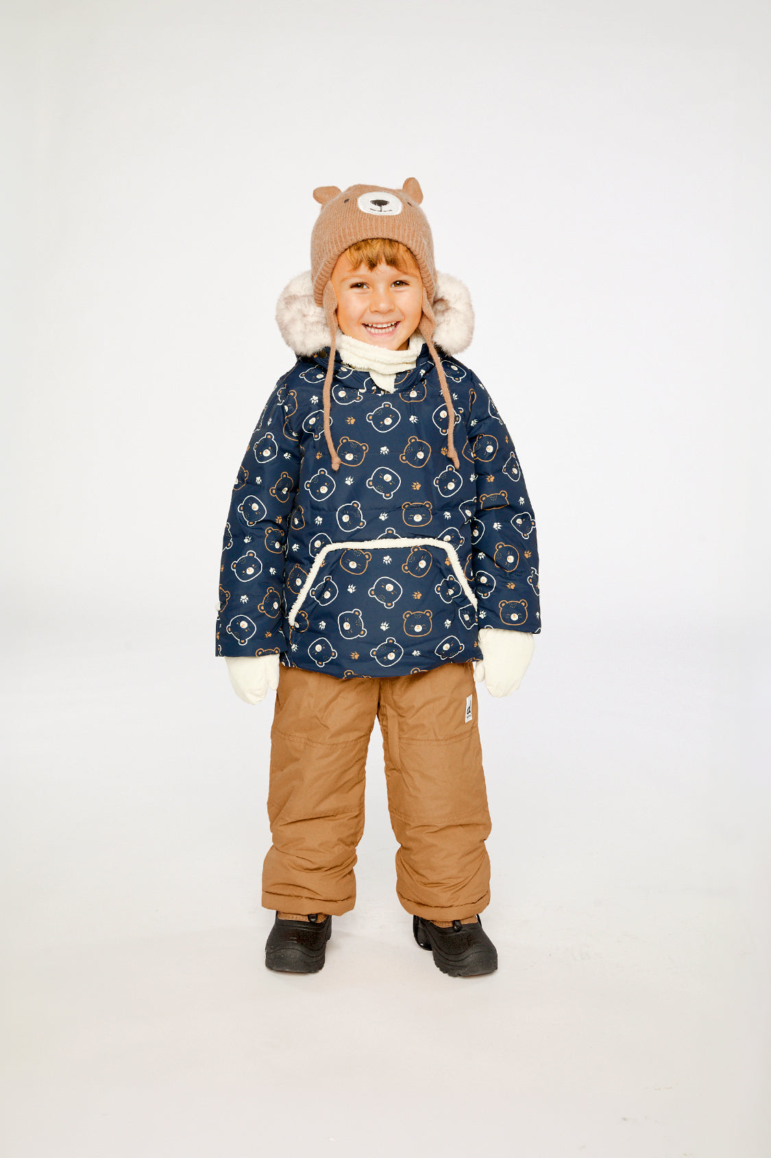Baby Two Piece Snowsuit Blue Printed Teddy Bears-3