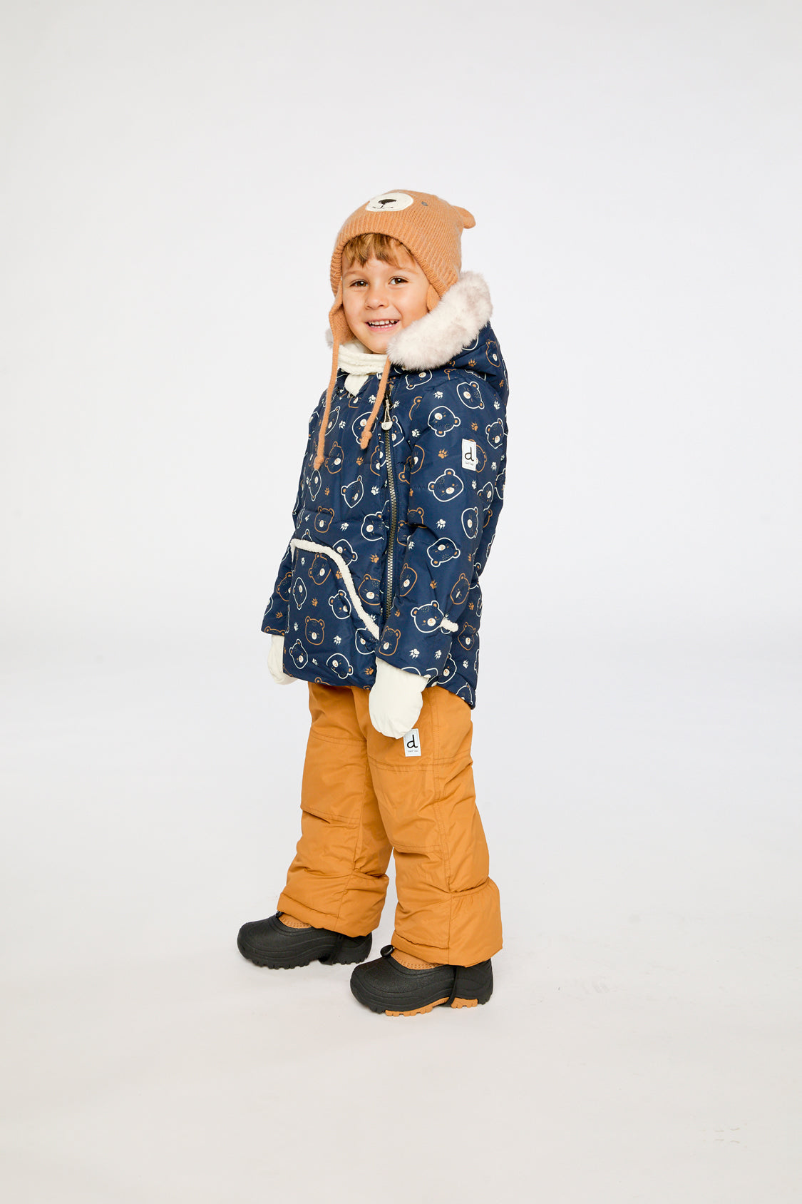 Baby Two Piece Snowsuit Blue Printed Teddy Bears-4