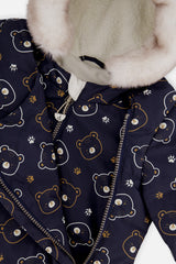 Deux par Deux blue teddy bear baby snowsuit, alternate view 4