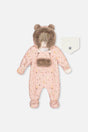 Baby One Piece Snowsuit Adapted For Car Seats Pink Animal Print-0