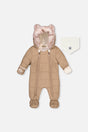 Baby One Piece Snowsuit For Car Seats Taupe-0