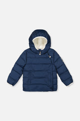 Winter Jacket Adapted For Car Seats Dark Blue-0