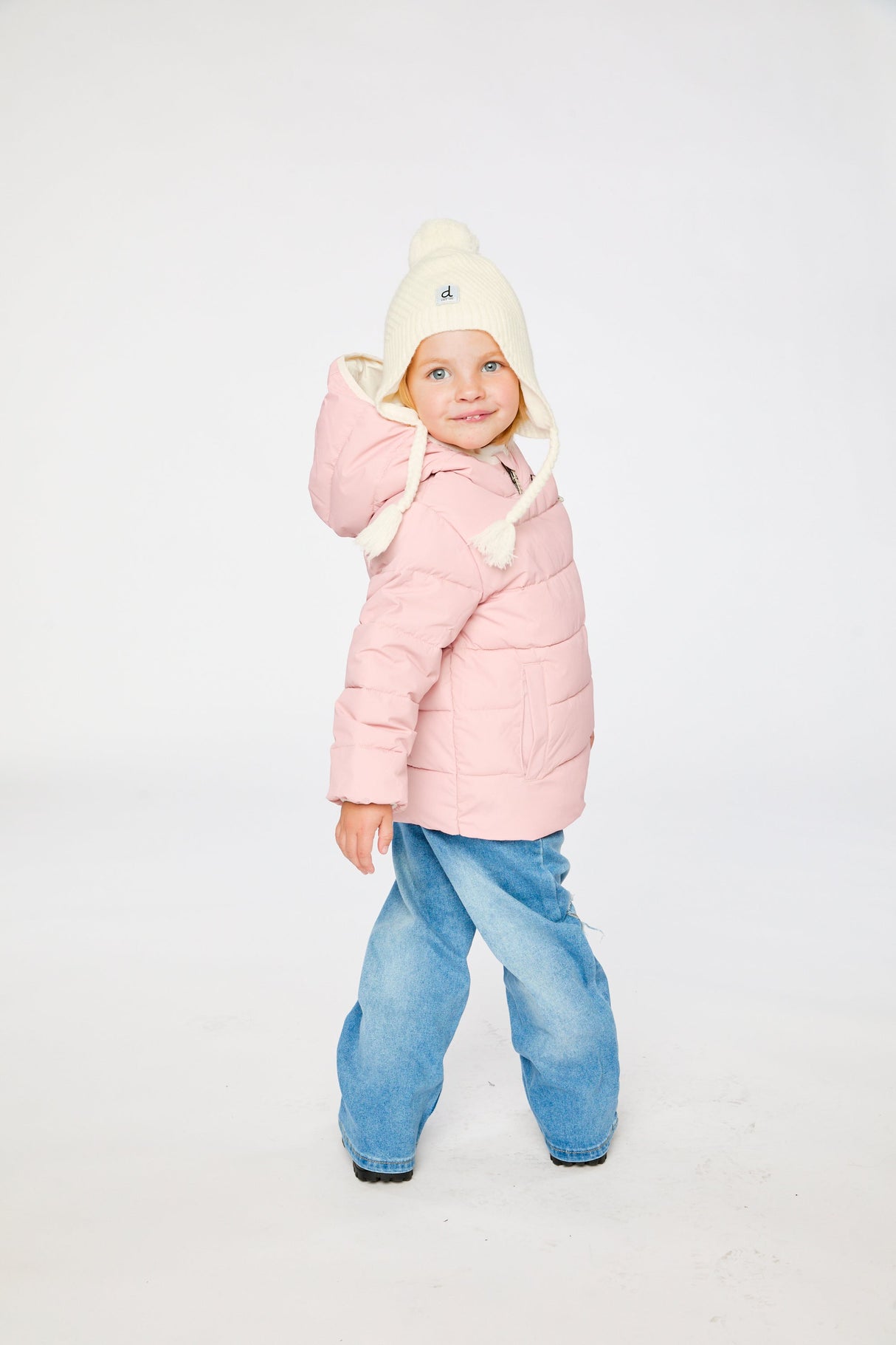 Winter Jacket Adapted For Car Seats Pale Dusty Pink-2